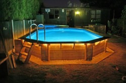 above ground pool deck coping nighttime