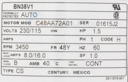 above ground pool pump motor label