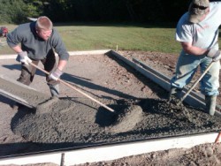 pour concrete to deter moles