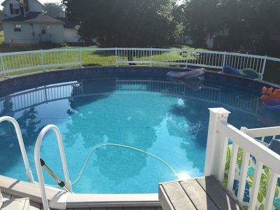 crystal clear above ground pool water